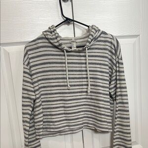Forever 21, blue and white stripped cropped hoody